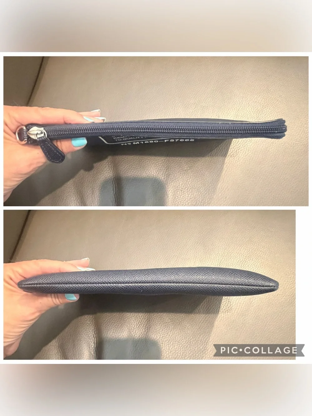 COACH Navy Leather Storybook Clutch/Pouch